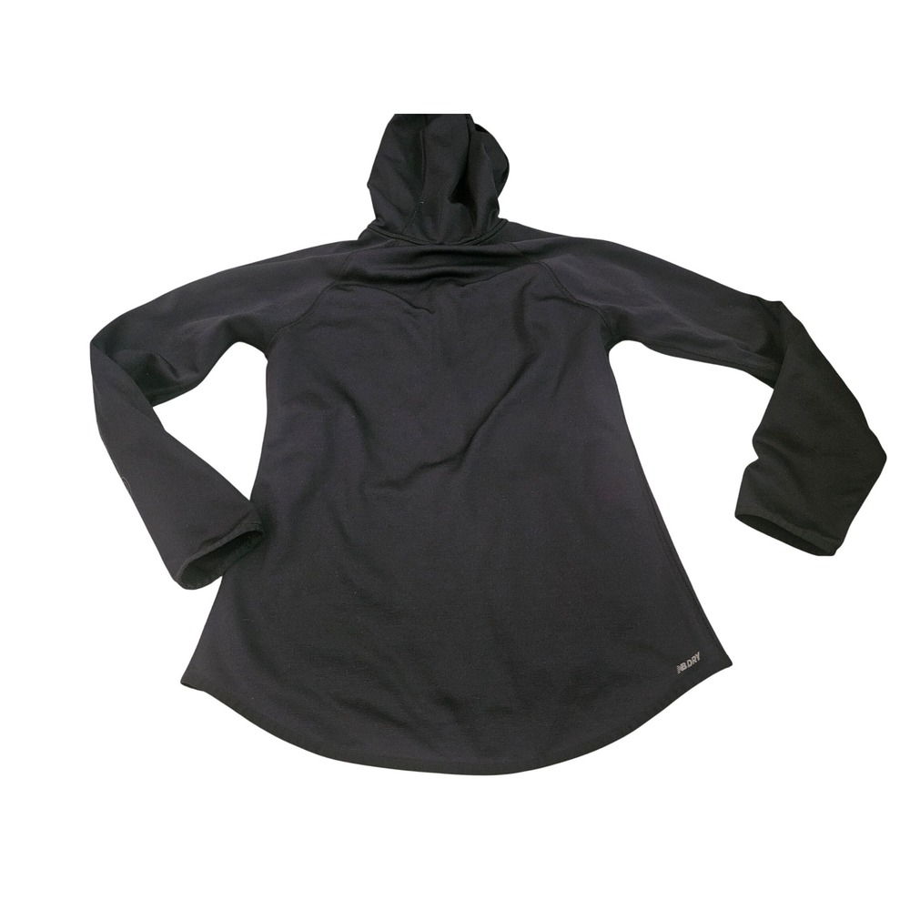New Balance Full Zip Hoodie Womens Medium Black Excellent Hebrew Graphic Fleece - Picture 11 of 12